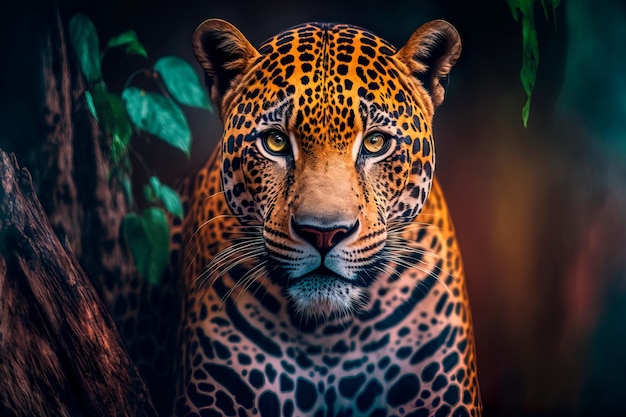 Jaguar auf der Pirsch im Gras Nahaufnahme eines Jaguars