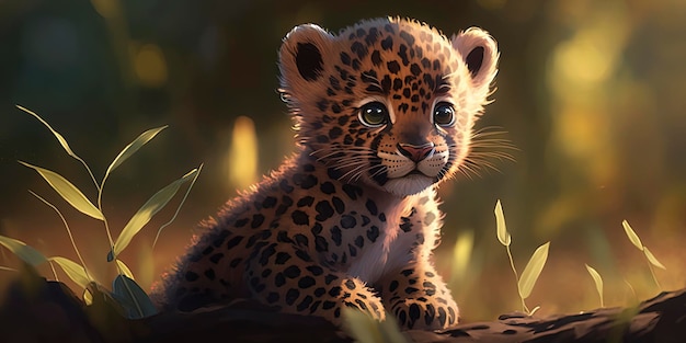 Jaguar-Charakterillustration, die Niedlichkeit und Charme AIGenerated zeigt