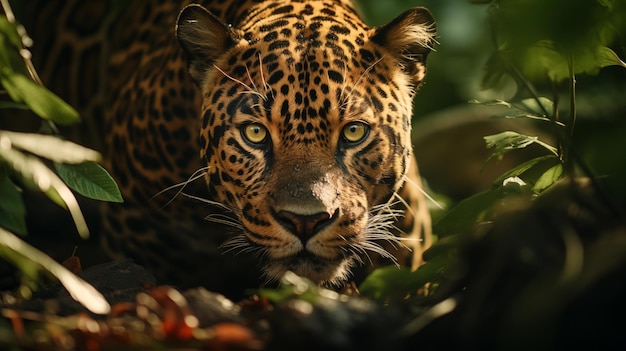 Jaguar en el fondo de la selva amazónica