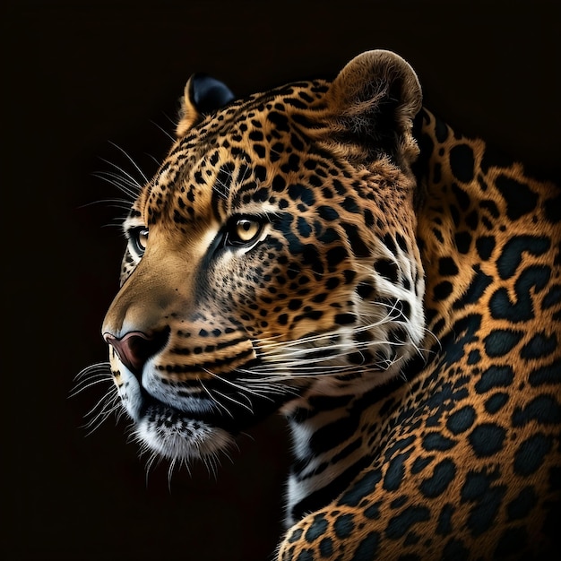 Jaguar-Gesicht auf schwarzem Hintergrund