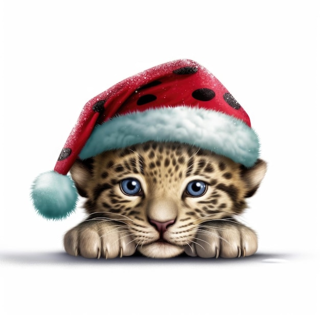 Jaguar con gorro de Papá Noel