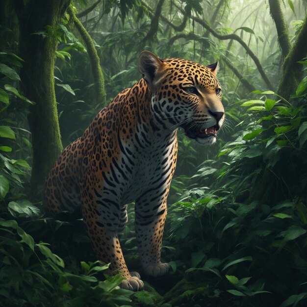 Jaguar in einem Regenwald