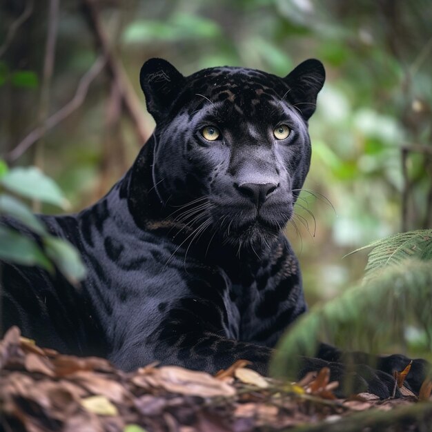 Un jaguar negro en la selva