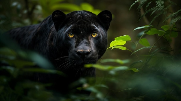 Un jaguar negro en la selva