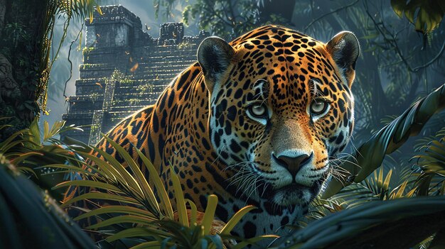 Foto el jaguar sagrado de la selva maya