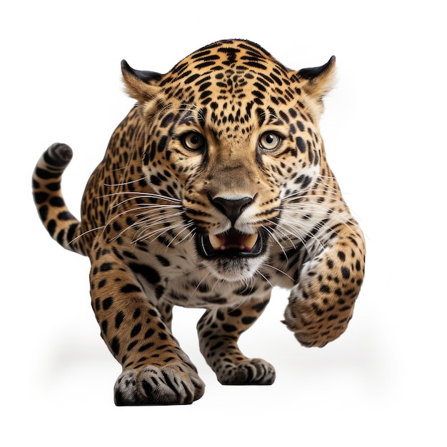 un jaguar en un salto aislado