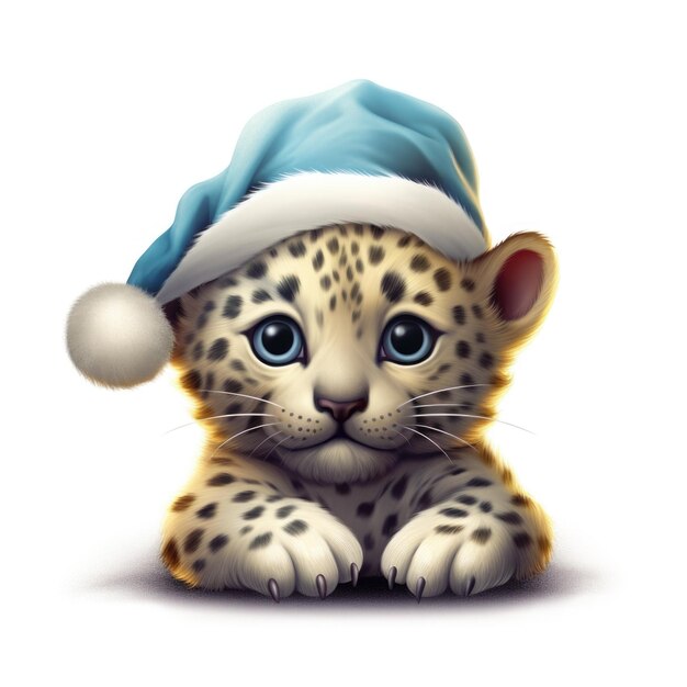 Jaguar trägt Weihnachtsmütze