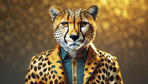 Jaguar vestido con un abrigo impresionante generativo de IA