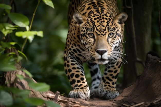 El jaguar viene, la cara salvaje del felino genera Ai.