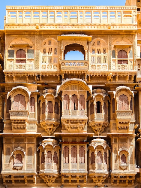 Jaisalmer India Hermosa arquitectura de Patwon Ki Haveli en Jaisalmer