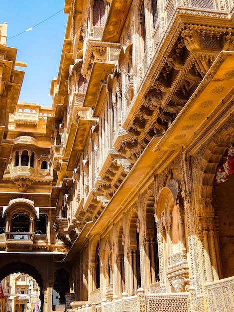 Jaisalmer Índia Bela arquitetura de Patwon Ki Haveli em Jaisalmer