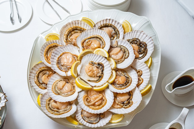 Jakobsmuscheln in der Schale, mit Chili gekocht. Lecker.