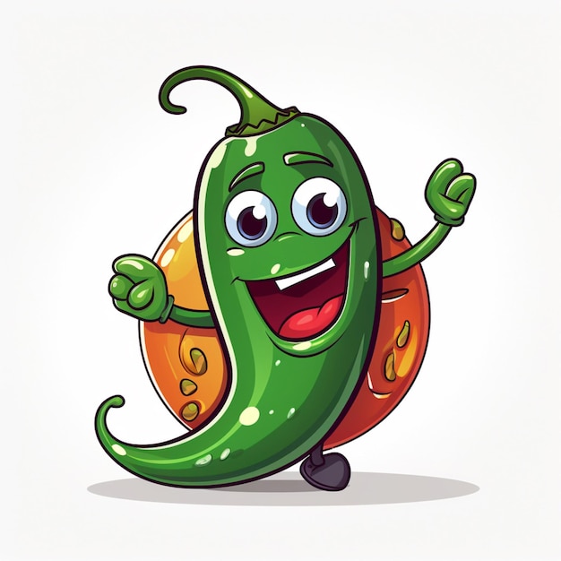 Jalapeño 2d ilustración vectorial de dibujos animados en fondo blanco