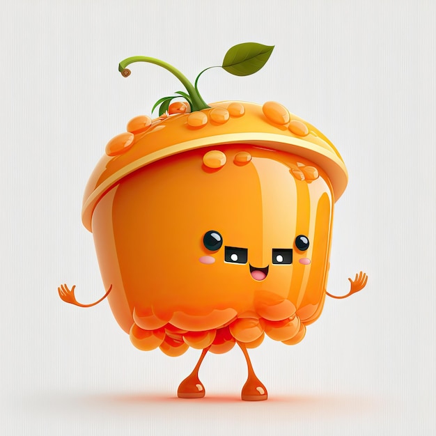 Jalea fresca fruta de albaricoque lindo alegre personaje generado por AI Albaricoque dulce alimento saludable fluido personaje divertido jugo de vitamina mascota divertida verano fruta jugosa líquido brillante personaje realista 3d