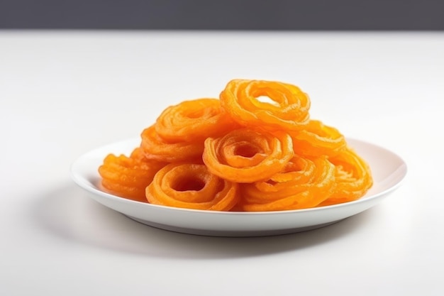 Jalebi Dessert auf weißem Teller serviert