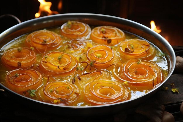 Foto jalebi mit tangy orange zest