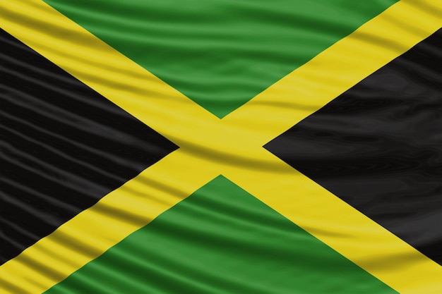 Jamaica Flag Wave Close Up, fundo da bandeira nacional