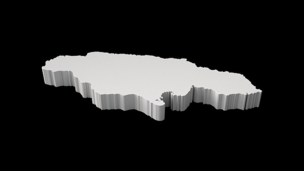 Jamaika 3D-Karte Geographie Kartographie und Topologie 3D-Darstellung der schwarzen Oberfläche