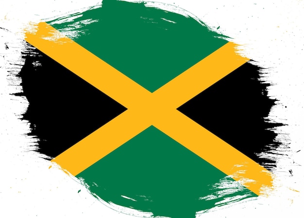 Foto jamaika-flagge auf beunruhigtem grunge-bürstenhintergrund