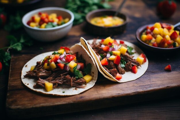 Jamaikanische Jerk Chicken Tacos mit Mango Salsa