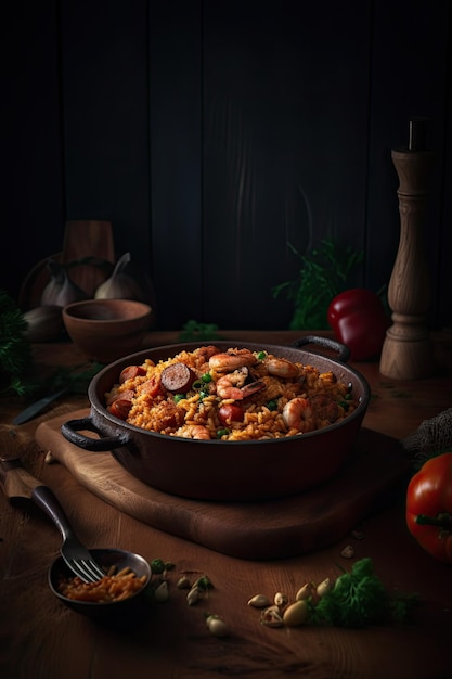 Jambalaya American Creole e Cajun prato de arroz generativo ai