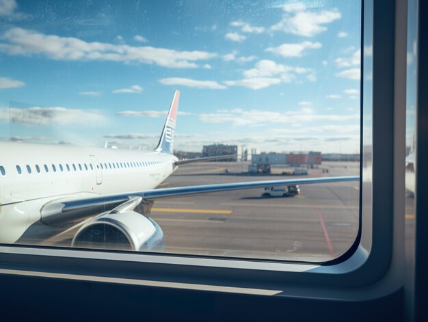Foto janela de avião belo céu tiro de dentro da janela do avião com o céu luzes douradas do pôr do sol