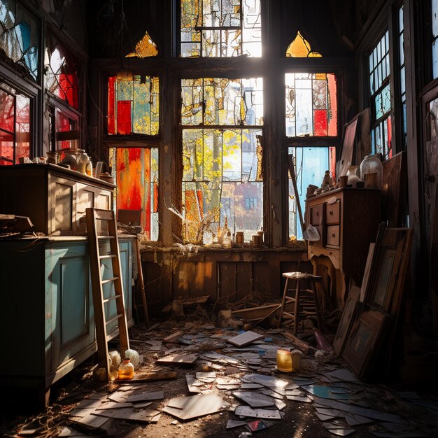 Foto janela de uma casa abandonada