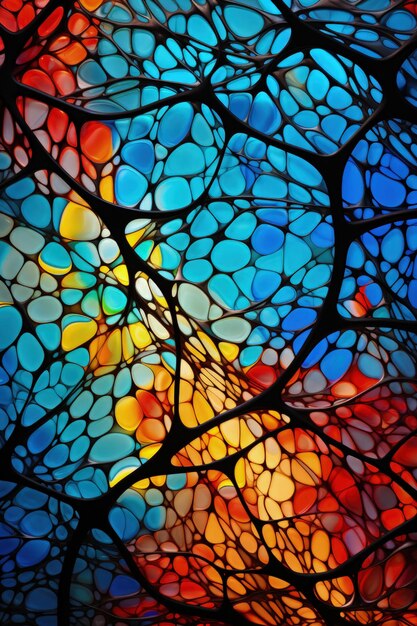 Janela de vitrais intrincada e colorida Inteligência Artificial Gerativa