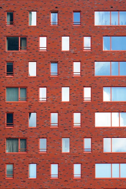 Janelas de uma abstração de textura de construção de tijolos