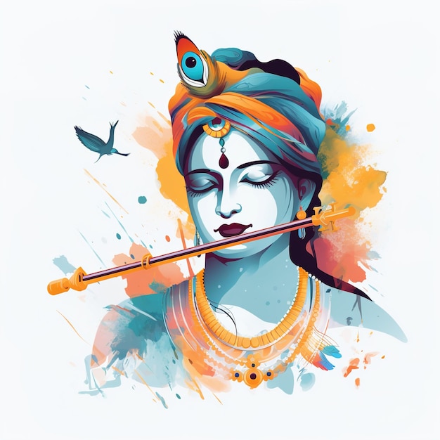 Janmashtami festival con Lord Krishna tocando flauta vector ilustración fondo banner digital post poster y diseño de tarjeta ilustración