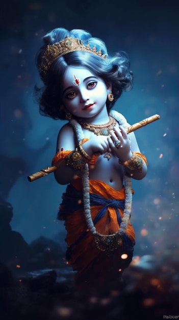 Janmashtami-Festival mit Lord Krishna, der Flöte spielt, Vektorillustration-Hintergrundbanner, digitales Postplakat und Kartendesignillustration