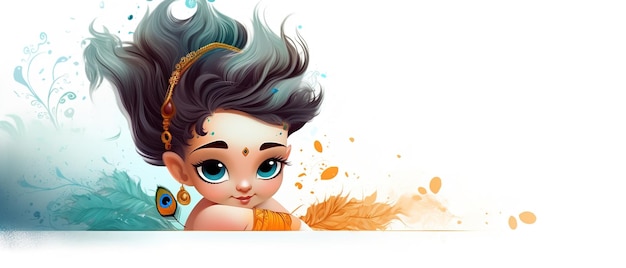 Janmashtami-Festival mit Lord Krishna, der Flöte spielt, Vektorillustration-Hintergrundbanner, digitales Postplakat und Kartendesignillustration