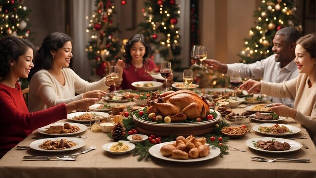 Foto jantar com a família na véspera de natal