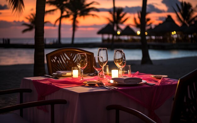 Jantar de luxo em frente ao mar