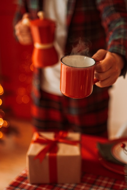 Jantar de Natal com decoração festiva