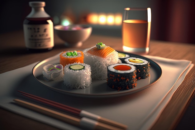 Jantar de sushi no restaurante Generative Ai