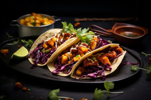 Jantar de tacos veganos Receita Fotografia de comida