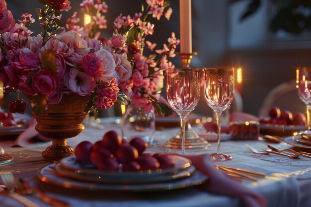 Jantar elegante para o Dia da Mãe.