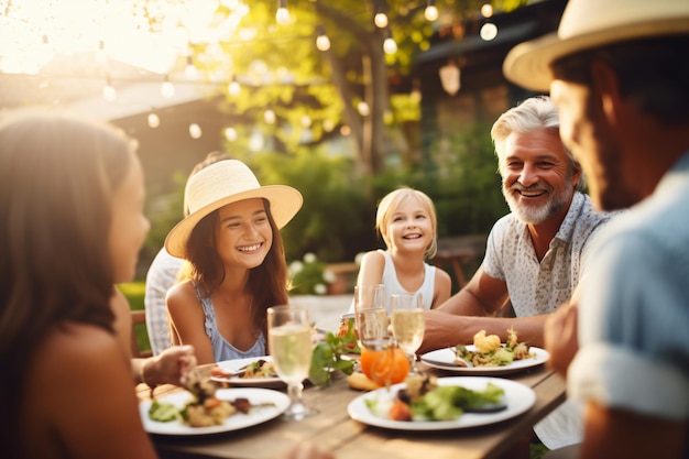 Jantar em família num restaurante.