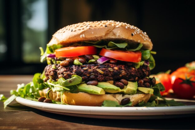 Jantar fácil de hambúrguer de feijão preto Receita Foto de comida