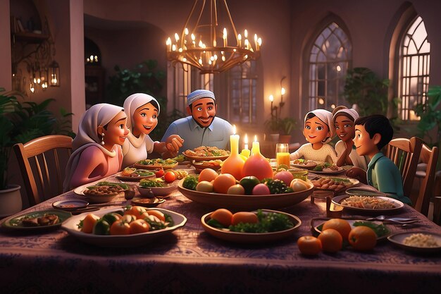 Foto jantar familiar de ramadã juntos em casa