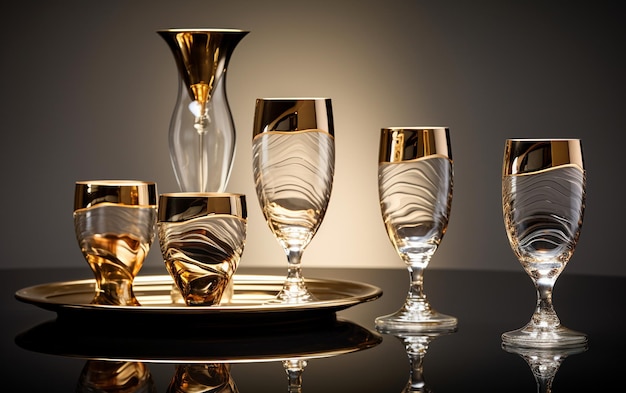 Jantar luxuoso GoldenRimmed Glassware Glamour