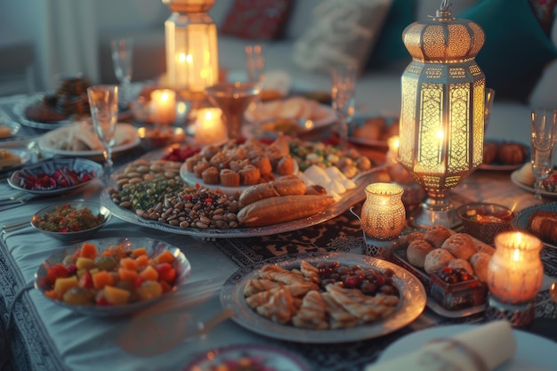 Jantar tradicional de família do Oriente Médio para o Eid al Fitr