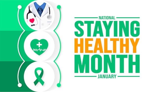 Januar ist der National Staying Healthy Month Hintergrundvorlage Urlaubskonzept Hintergrundbanner