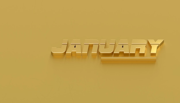 Januar. Name des Monats für Poster 3D-Rendering