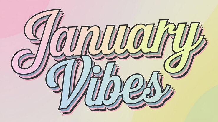 Foto januar vibes pastell-retro-stil typografie-design