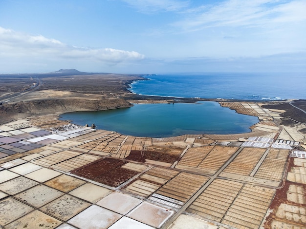 Janubio Salt Flats und Lagune in Lanzarote Luftbild