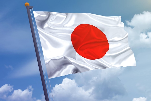 Japan-Flagge auf dem Himmelshintergrund