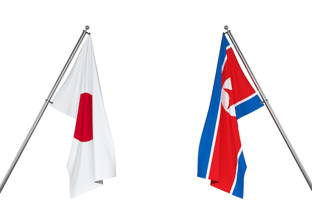 Japan Flagge und Nordkorea Flagge