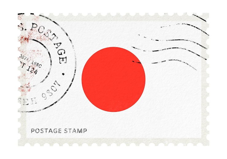 Foto japanische flagge png poststempel aufkleber durchsichtiger hintergrund
